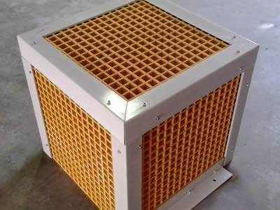 It shows that one cage which is fabricated with yellow fiberglass grating.