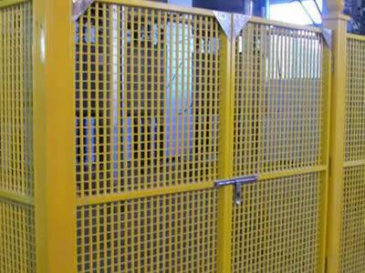 It shows that one yellow fiberglass grating fence is installed to protect the facility inside.